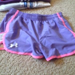 purple and pink under armour shorts