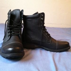 Mens Black polar fox combat boots