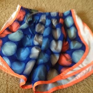 royal blur with orange trim running shorts