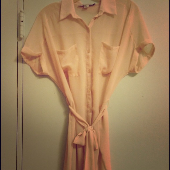 SOLD!!! Sheer peach chambray dress