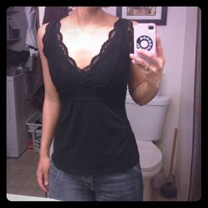 ❗Sold❗Black lace tank top