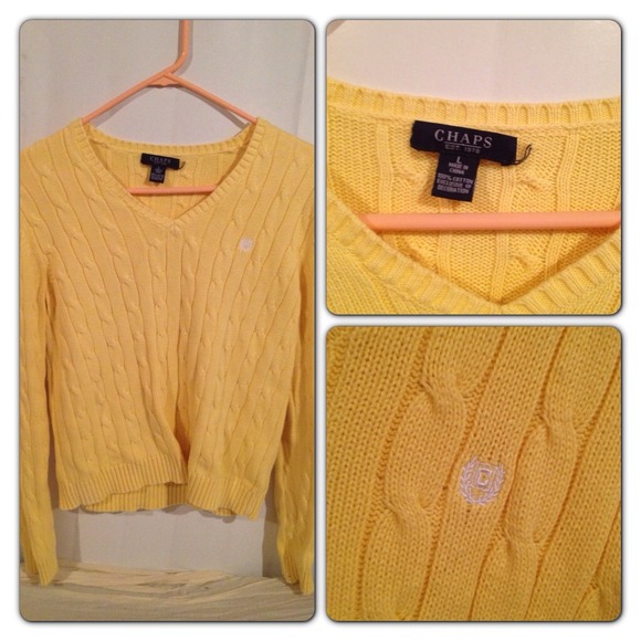 Yellow Cable Knit Sweater by Chaps Size Large