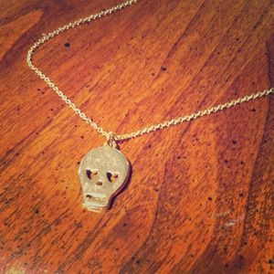 Gold Plated Sugar Skull Necklace
