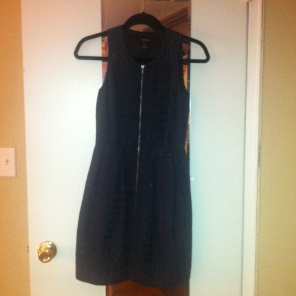 Slate blue with shiny black squares dress - Picture 1 of 2