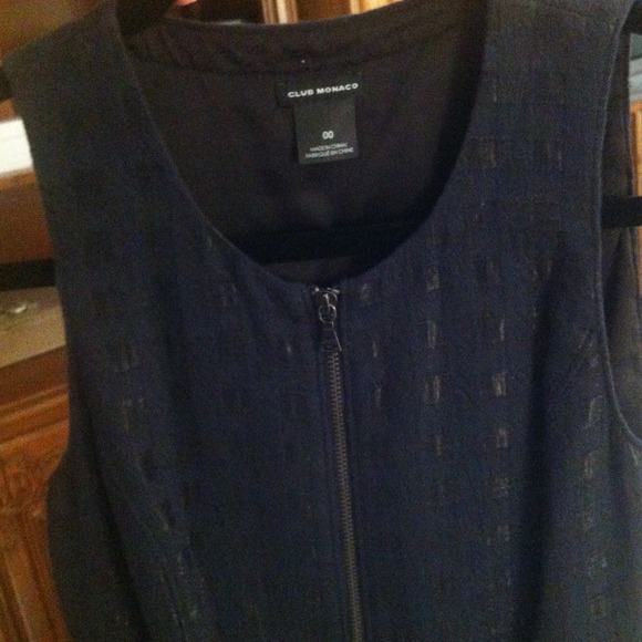 Slate blue with shiny black squares dress - Picture 2 of 2