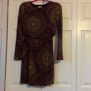 Multi-Color, Long Sleeve Dress