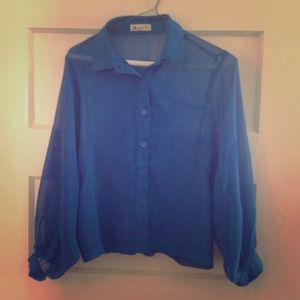 Blue sheer button up
