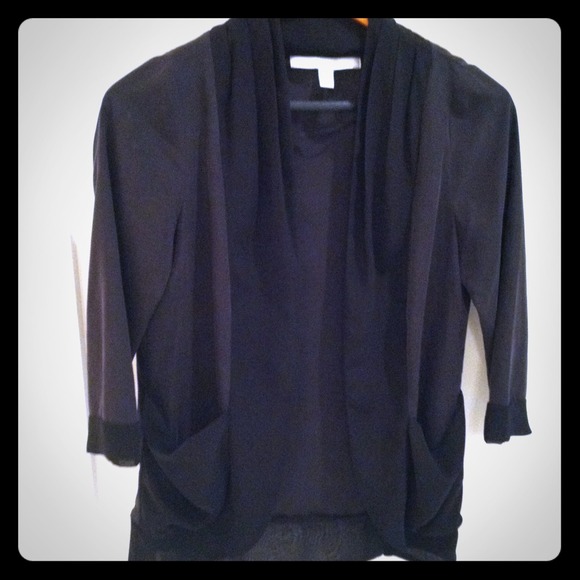 Pretty black silky jacket with pleating on lapel