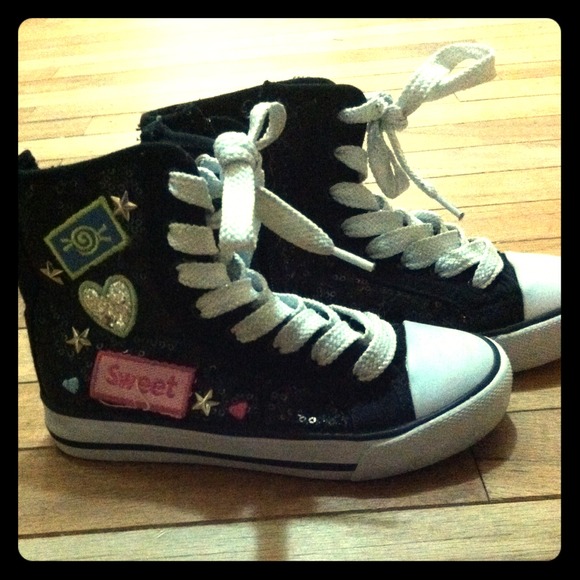 Little girl high top black sequin shoes!