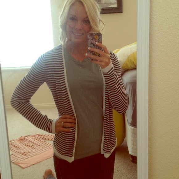 *SOLD* navy and white striped cardigan