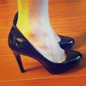 Black patent pumps