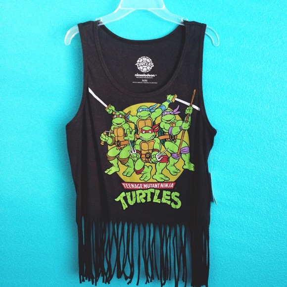 FOREVER21 FRINGED NINJA TURTLES TANK.