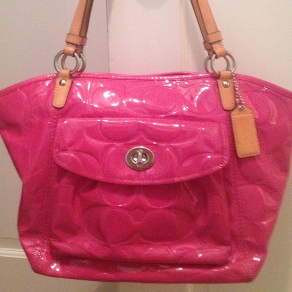 Pink Patent Coach Signature Satchel