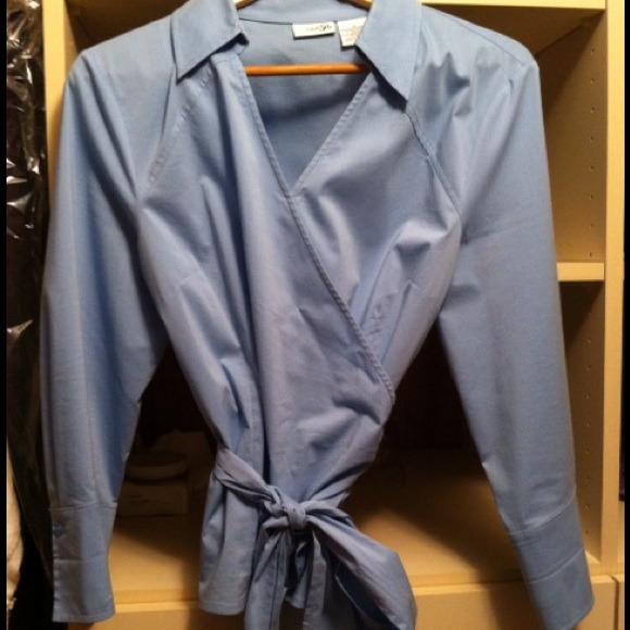 Blue wrap blouse