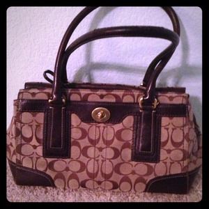Coach Brown Signature Hampton Medium Handbag