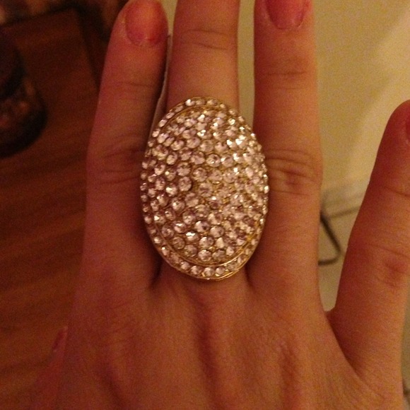 Gold coctail ring with diamonds ( not real )