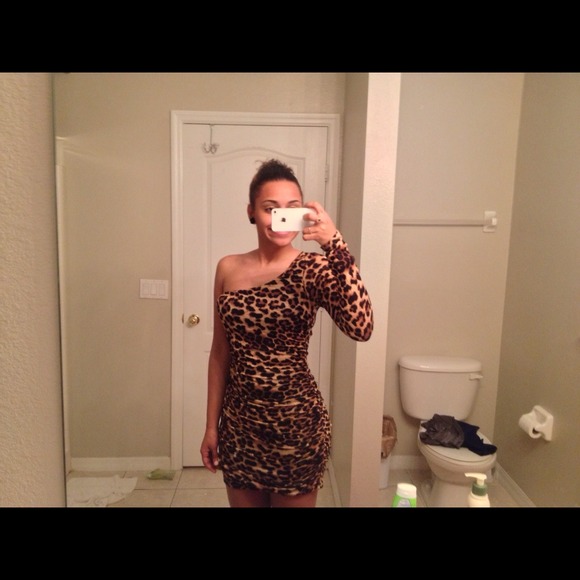 One arm animal print dress...