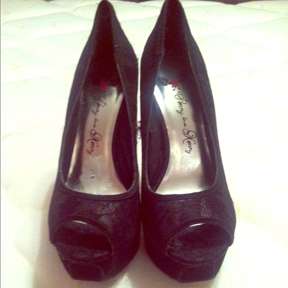 Super high black lace heels!