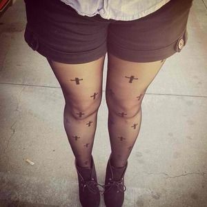 Cross print tights