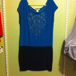 Black and blue stretchy dress