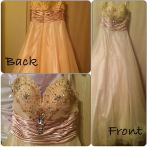 Champagne Ballgown Prom Dress.