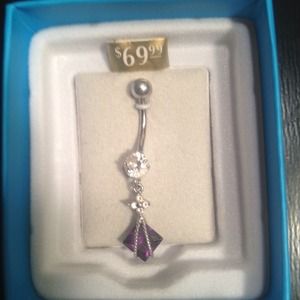 10K purple dangle Belly Button Ring