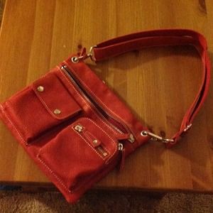 Red fossil cross body purse
