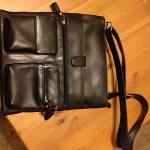 Large black purse real leather