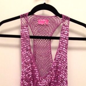 BCBG girl sequined knitted racer back tank too