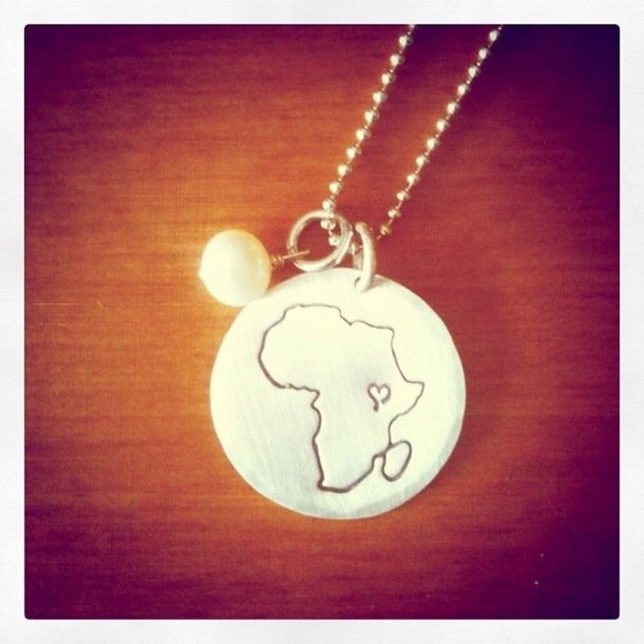 Vintage Pearl Africa stamped necklace