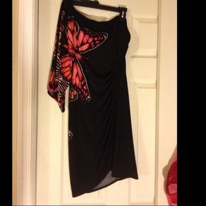🌺One shoulder black butterfly dress 🌺