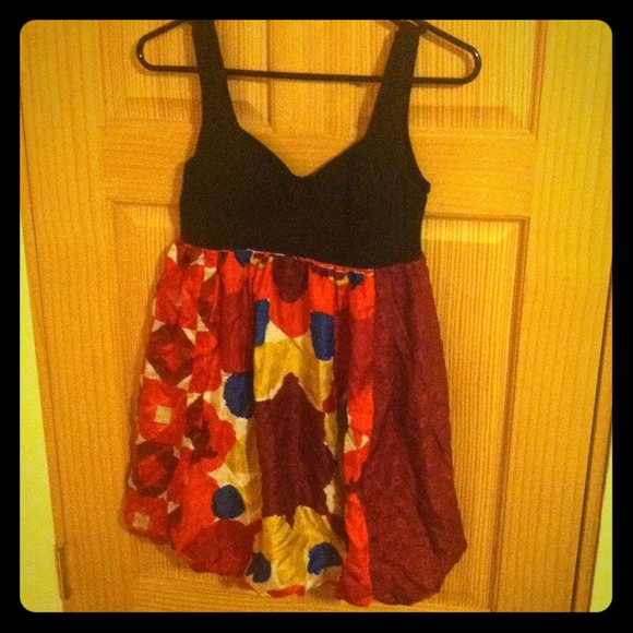 UO/UrbanRenewal Red Scarf Bubble Bustier Dress OS