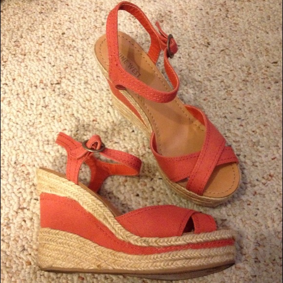 Nine west orange wedge! Perfect for This Spring!! - Picture 2 of 3
