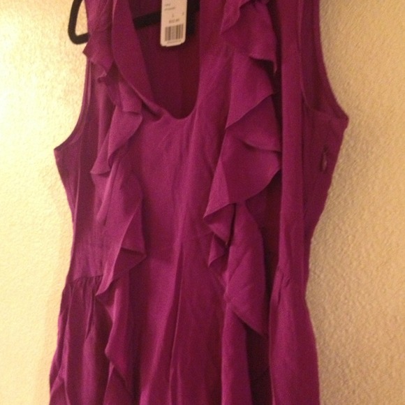 NWT! Deep Fuchsia Ruffled Silk Top - Picture 2 of 4