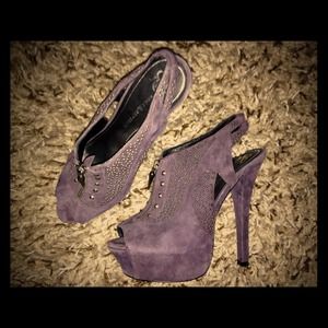Rock&Republic Purple Suede Zip Up Studded Heels