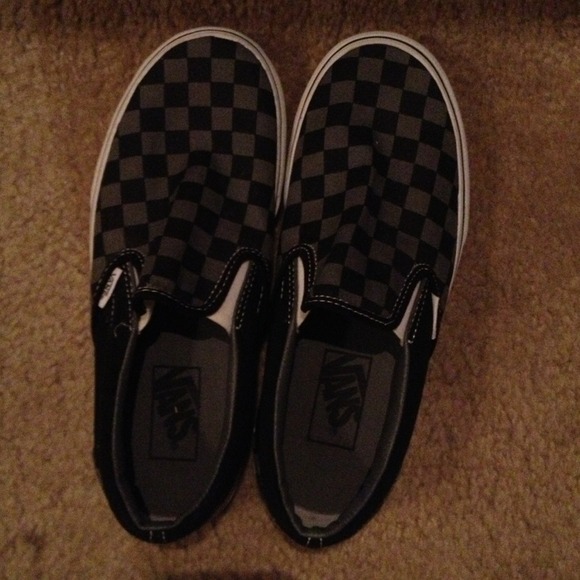 Van checkered slip ons. Worn twice. Good condition