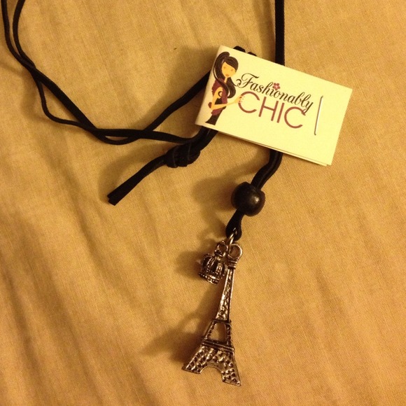 Eiffel Tower leather necklace