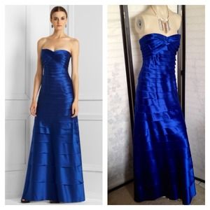 BCBG Max Azria Satin Long Strapless Blue Gown 8