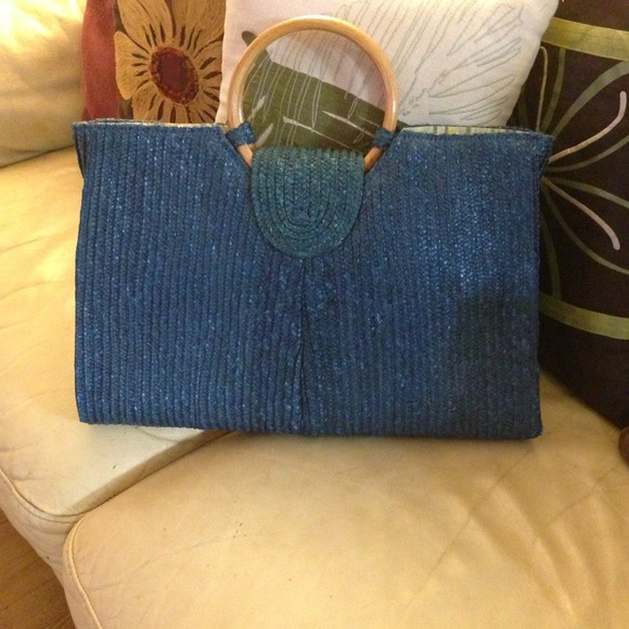 Blue sequins & weaving bag - Picture 2 of 4