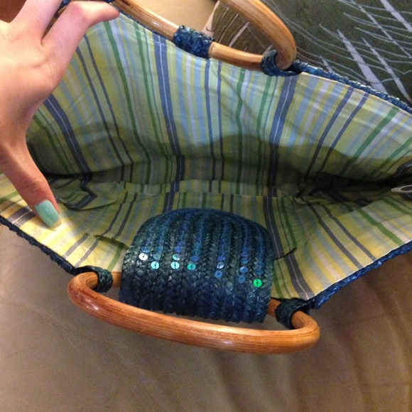 Blue sequins & weaving bag - Picture 3 of 4