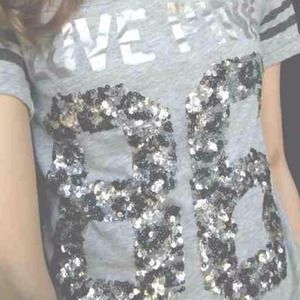 PINK sequined grey shirt