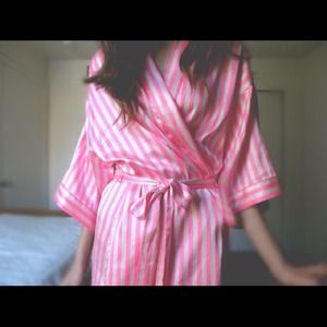 Silk Striped Victoria Secret Robe