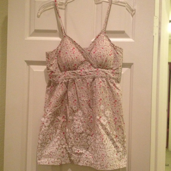 Floral Print Spaghetti Strap Cross Front Tank Top