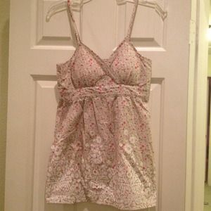 Floral Print Spaghetti Strap Cross Front Tank Top