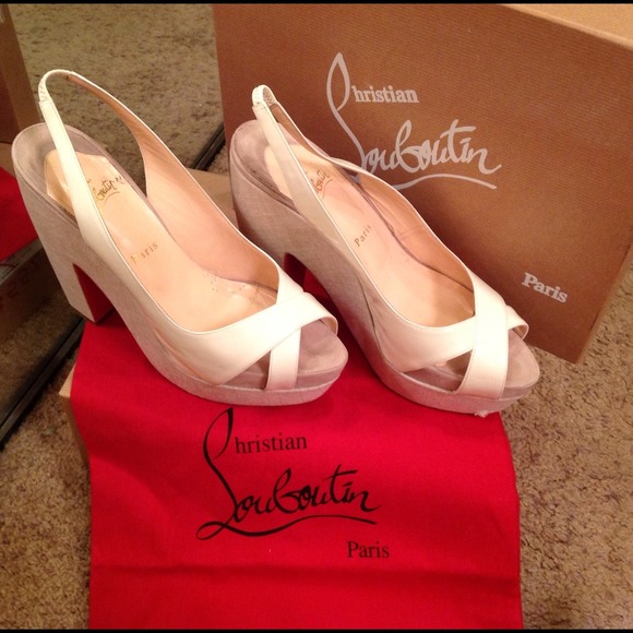 *Sold Locally* White Christian Louboutin Wedges
