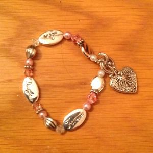 🌟REDUCED🌟Pink and Silver Heart Charm Bracelet