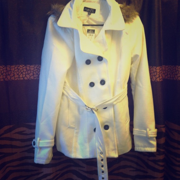 Nwt cream colored pea coat with hood!