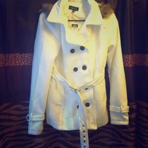 Nwt cream colored pea coat with hood!