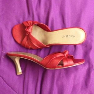 Red open toe, open heel 3in heel
