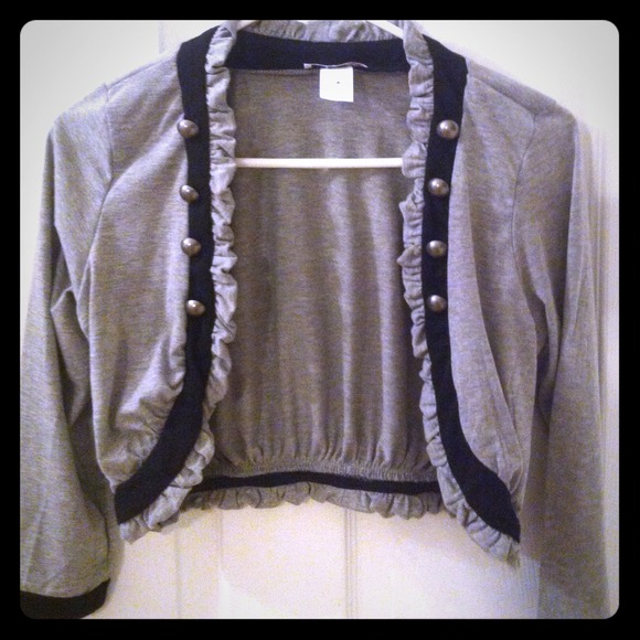Grey and black short jacket